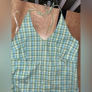 Vintage 90s picnic plaid halter dress